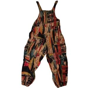 Emery Rose Boho Genie Multi Pattern Comfy Jumpsuit WITH POCKETS Sz M